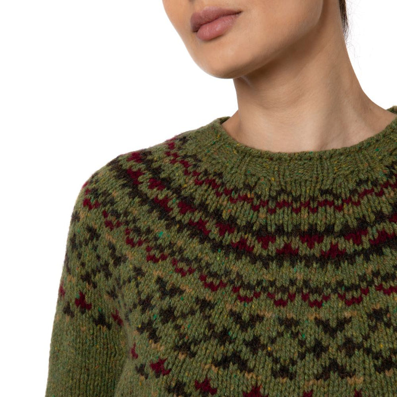 Marilyn Moore Fair Isle Sweater khaki olive green Donegal Banff