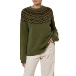 Marilyn Moore Fair Isle Sweater khaki olive green Donegal Banff 