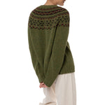 Marilyn Moore Fair Isle Sweater khaki olive green Donegal Banff