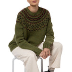 Marilyn Moore Fair Isle Sweater khaki olive green Donegal Banff