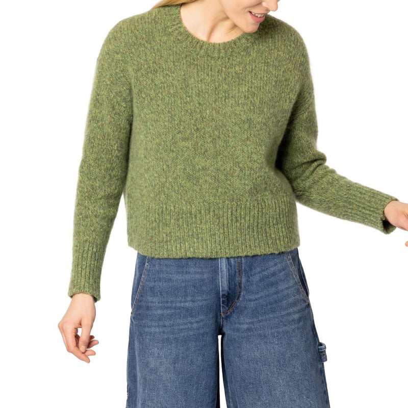 Boxy sweater Green Tweed Zegna Baruffa Marilyn Moore CAMDEN Crew neck sweater