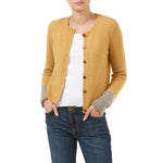 Dilly Cashmere Stripe Cuff Cardigan Butternut