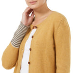 Dilly Cashmere Stripe Cuff Cardigan Butternut