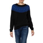 Marilyn Moore Scottish Fair Isle Sweater Black Blue Todd and Duncan Geelong Lambswool Estelle