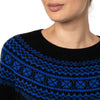 Marilyn Moore Scottish Fair Isle Sweater Black Blue Todd and Duncan Geelong Lambswool Estelle