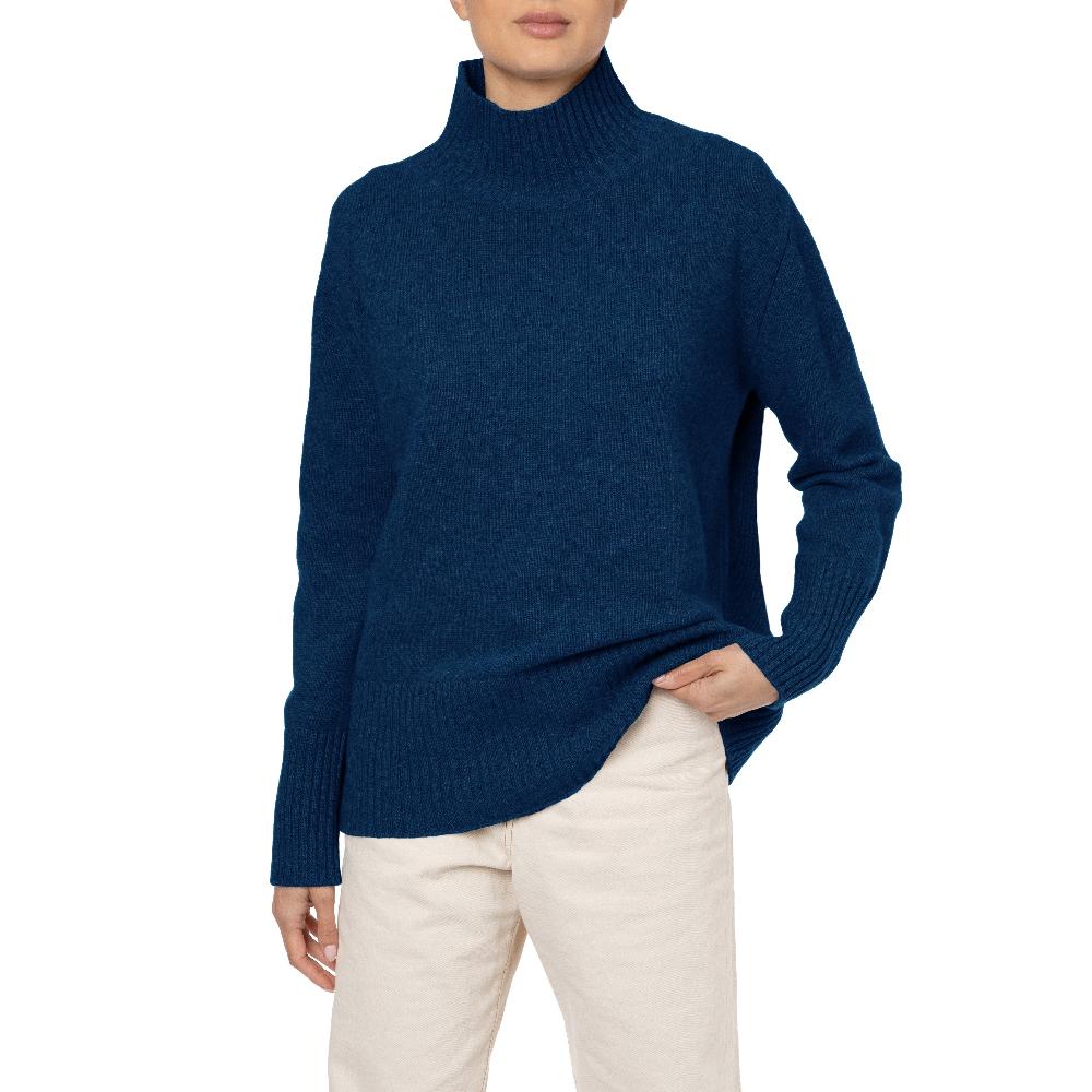 Oversize Navy Cashmere Merino Sweater GALWAY Marilyn Moore