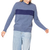 HENLEY Loro Piana Cashmere sweater with stripe Chambray Blue Navy by Marilyn Moore