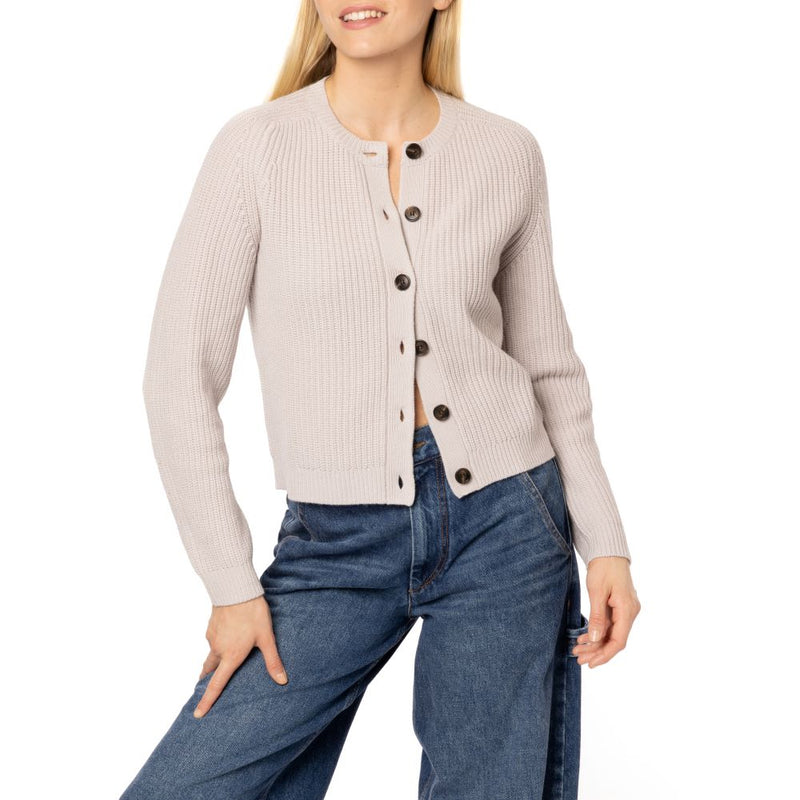 Heritage rib Cashmere Cardigan Natural