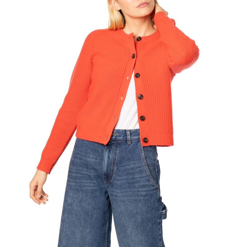 NEW Mortlake Ribbed Cashmere Cardigan - Orange