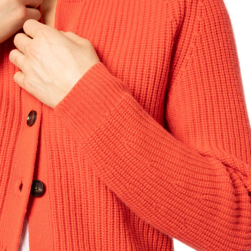 NEW Mortlake Ribbed Cashmere Cardigan - Orange