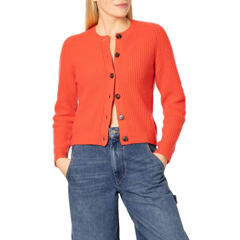 NEW Mortlake Ribbed Cashmere Cardigan - Orange