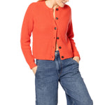 NEW Mortlake Ribbed Cashmere Cardigan - Orange