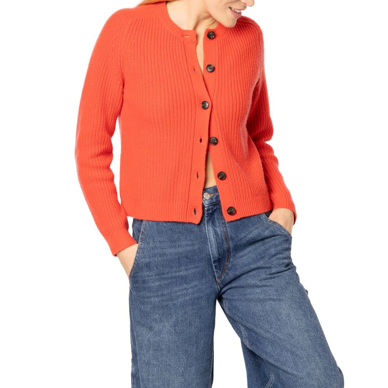 NEW Mortlake Ribbed Cashmere Cardigan - Orange