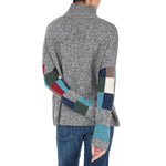 Cashmere Slouchy jumper patchwork sleeve charcoal grey blue Marilyn Moore