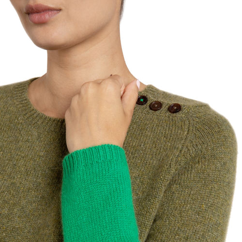 Paige Handmade Loro Piana Cashmere 2 tone Jumper Green Marilyn Moore