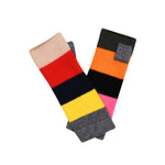 Rainbow Cashmere Block Stripe Wrist Warmers - Marilyn Moore