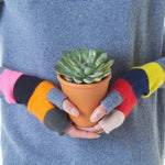 Rainbow Cashmere Block Stripe Wrist Warmers - Marilyn Moore